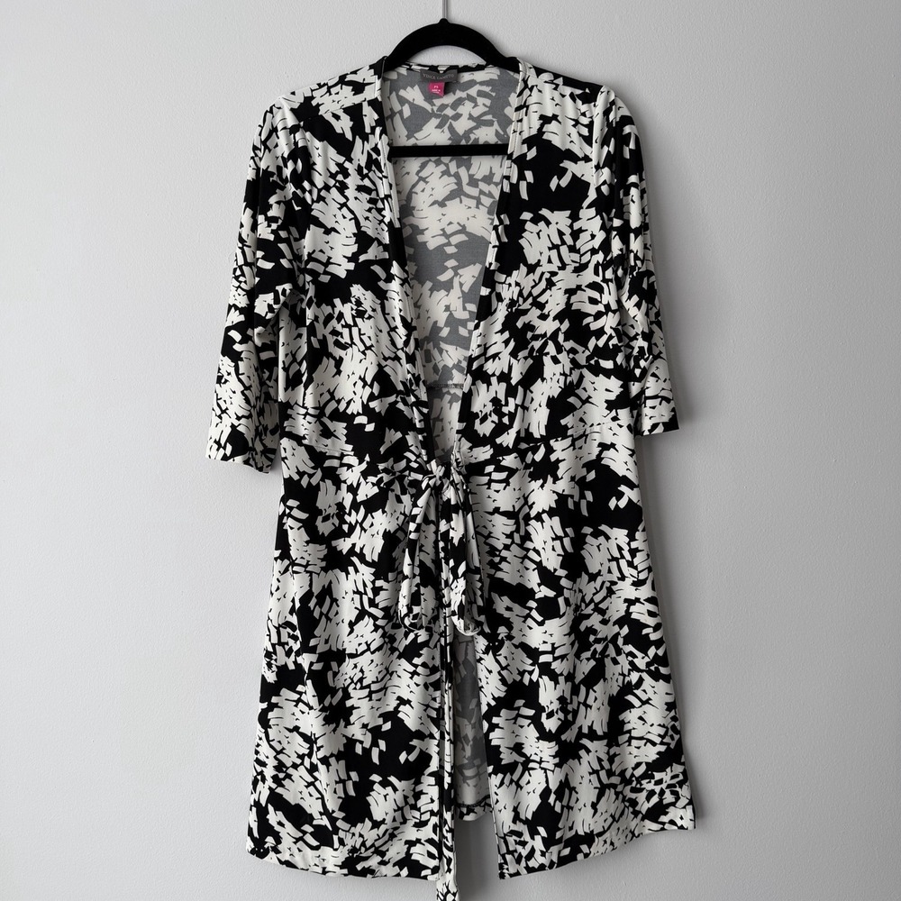 Vince Camuto Wrap Dress Black White Size PS Floral Print 3/4 sleeves See Notes